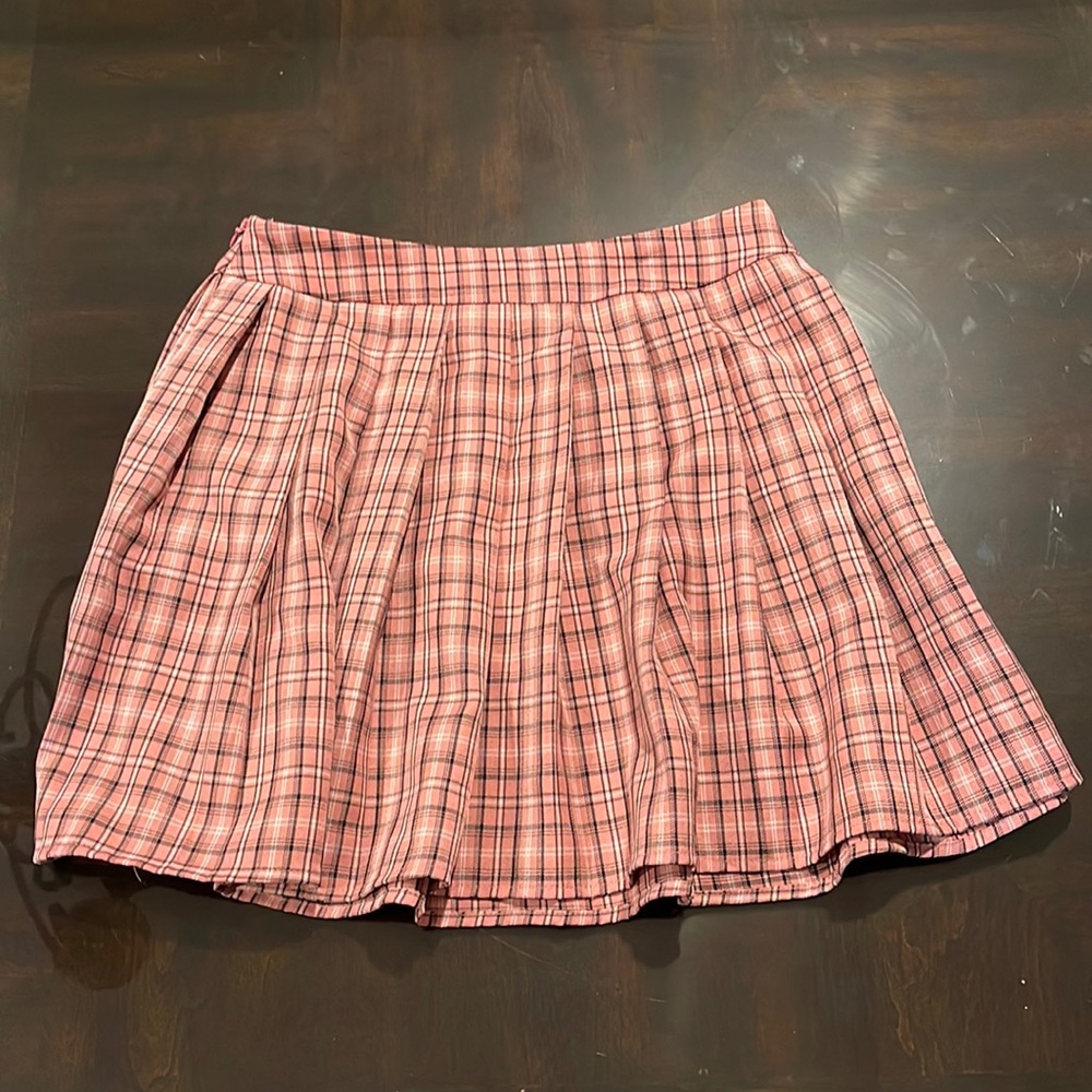 Shein Pleated Plaid Pink Skirt size S